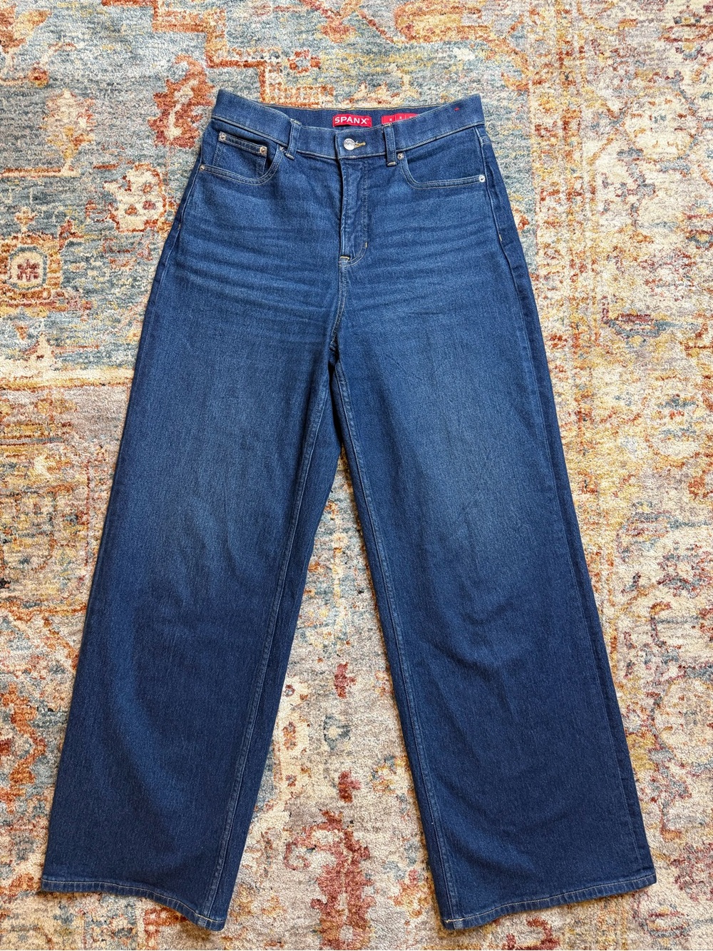 SPANX High-Rise Wide Leg Jeans in Deep Blue - Picture 5 of 7